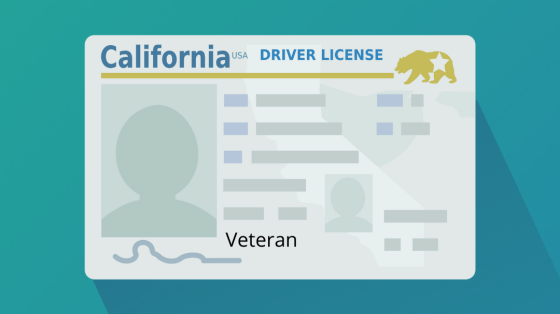 california driver's license printed with veteran status