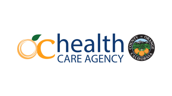 OC Health Care Agency rectangle logo with blue colored text and county seal